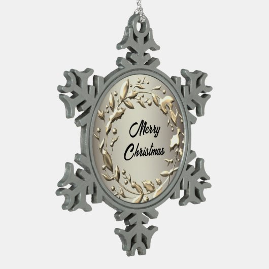 Elegant Platina Metallic Krans Vrolijk Kerstfeest Tin Sneeuwvlok Ornament (Links)