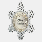Elegant Platina Metallic Krans Vrolijk Kerstfeest Tin Sneeuwvlok Ornament (Rechts)