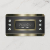 Elegant Platinum Silver en Black met diamanten Visitekaartje (Voorkant)