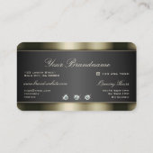 Elegant Platinum Silver en Black met diamanten Visitekaartje (Achterkant)