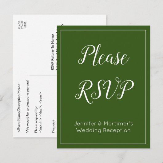 Elegant "Please RSVP" Briefkaart (Voorkant / Achterkant)