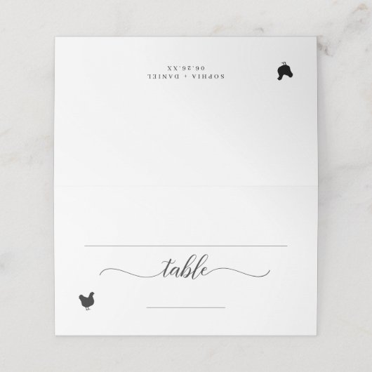 Elegant Pluimvee-optie Weddenschap-plaatskaart Plaatskaartje (Buitenkant ongevouwen)