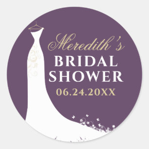 Elegant Plum and Gold Wedding Gown Vrijgezellenfee Ronde Sticker