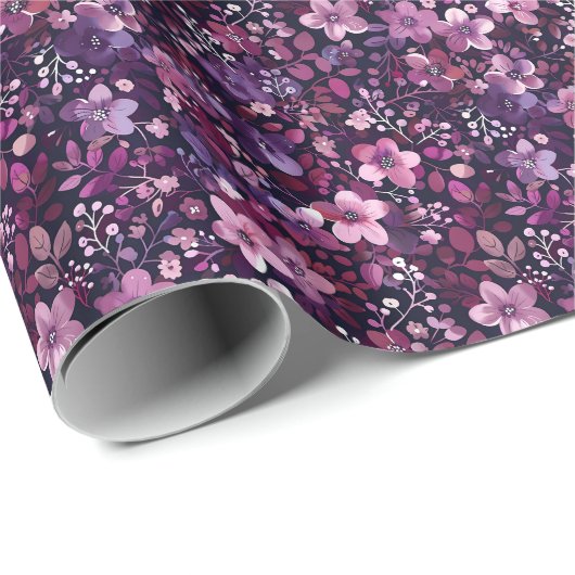 Elegant Plum & Berry Floral  Cadeaupapier (Rol Hoek)