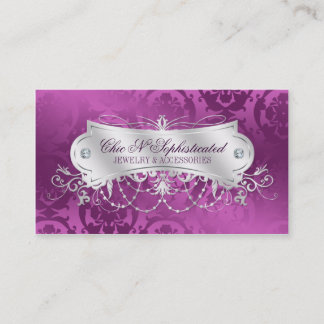 Elegant Plum Damask Swirl Visitekaartje