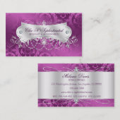 Elegant Plum Damask Swirl Visitekaartje (Voorkant / Achterkant)