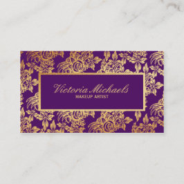 Elegant Plum en Gold Floral Visitekaartje