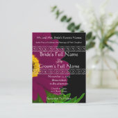 Elegant Plum Gerber Daisy Wedding Invitation Uitnodiging Briefkaart (Staand voorkant)