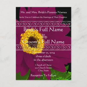 Elegant Plum Gerber Daisy Wedding Invitation Uitnodiging Briefkaart