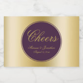 Elegant Plum Gold Calligraphy Cheers Wedding Sparkling Wijnetiket (Enkel label)