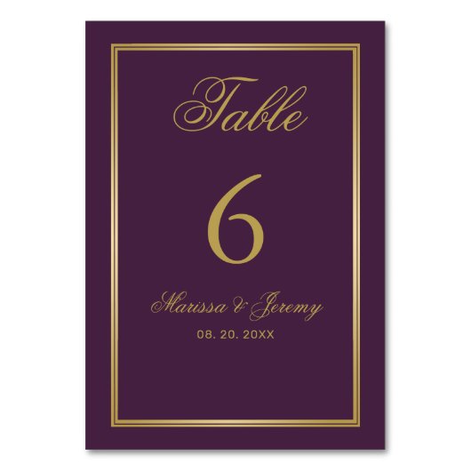 Elegant Plum Gold Script Calligraphy Weddenschap Kaart (Achterkant)