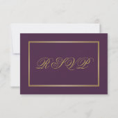 Elegant Plum Gold Script Calligraphy Weddenschap RSVP Kaartje (Achterkant)