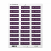 Elegant Plum Gold Script Monogram Return Address Etiket (Full Sheet)