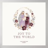 Elegant Plum Holy Nativity Family Christmas Poster (Voorkant)