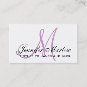 Elegant Plum Monogram Custom Mama Calling Card Contactkaartje