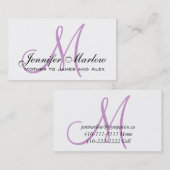 Elegant Plum Monogram Custom Mama Calling Card Contactkaartje (Voorkant / Achterkant)