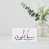 Elegant Plum Monogram Custom Mama Calling Card Contactkaartje (Staand voorkant)