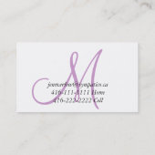 Elegant Plum Monogram Custom Mama Calling Card Contactkaartje (Achterkant)