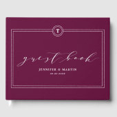 Elegant Plum Monogram Kalligrafie Bruiloft Gastenboek (Voorkant)