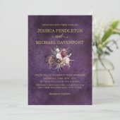 Elegant Plum Paars Blush Pink Cream Wedding Kaart (Staand voorkant)