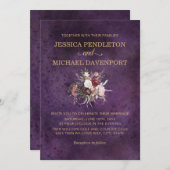 Elegant Plum Paars Blush Pink Cream Wedding Kaart (Voorkant / Achterkant)