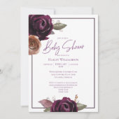 Elegant Plum, Paars en Gold Baby shower Kaart (Voorkant)