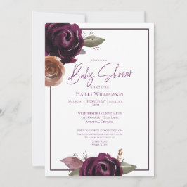 Elegant Plum, Paars en Gold Baby shower Kaart