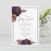 Elegant Plum, Paars en Gold Baby shower Kaart (Staand voorkant)