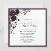 Elegant Plum Paars Floral Bridal Luncheon Kaart (Voorkant)
