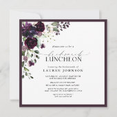 Elegant Plum Paars Floral Bridal Luncheon Kaart (Voorkant)