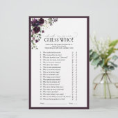 Elegant Plum Paars Floral Vrijgezellenfeest Game (Staand voorkant)