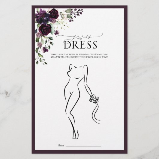 Elegant Plum Paars Floral Vrijgezellenfeest Game (Voorkant)