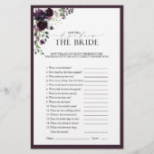 Elegant Plum Paars Floral Vrijgezellenfeest Game (Voorkant)