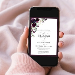 Elegant Plum Paars Floral Waterverf Script Kaart