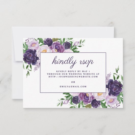 Elegant Plum Paars Floral Wedding Website RSVP (Voorkant)