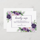 Elegant Plum Paars Floral Wedding Website RSVP (Voorkant / Achterkant)
