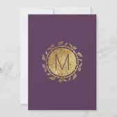 Elegant Plum Paars Gold Floral Weddenschap Kaart (Achterkant)