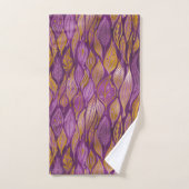 Elegant Plum Paars Gold Metallic Abstract Foliage Bad Handdoek (Handdoek)
