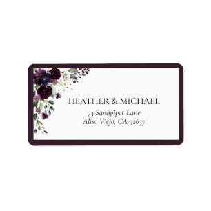 Elegant Plum Paars Mauve Floral Return Address Etiket