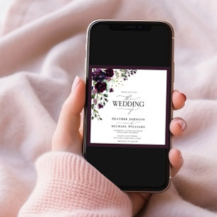 Elegant Plum Paars Mauve Floral Waterverf Foto Kaart