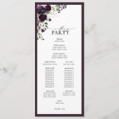 Elegant Plum Paars Mauve Floral Waterverf Programmakaart (Achterkant)