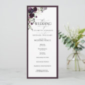 Elegant Plum Paars Mauve Floral Waterverf Programmakaart (Staand voorkant)