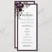 Elegant Plum Paars Mauve Floral Waterverf Programmakaart (Voorkant / Achterkant)
