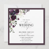 Elegant Plum Paars Mauve Floral Waterverf Script Kaart (Voorkant)