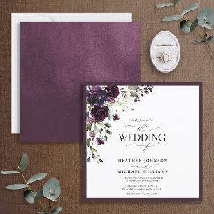Elegant Plum Paars Mauve Floral Waterverf Script Kaart