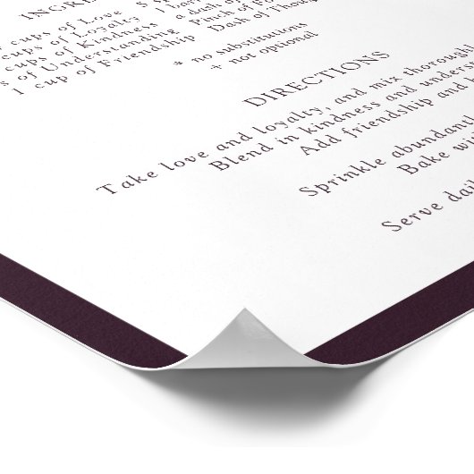 Elegant Plum Paars Recipe voor een gelukkig huweli Poster (Hoek)