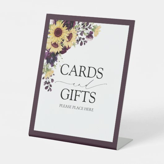 Elegant Plum Paars Reclamebord Met Voetstuk (Voorkant)
