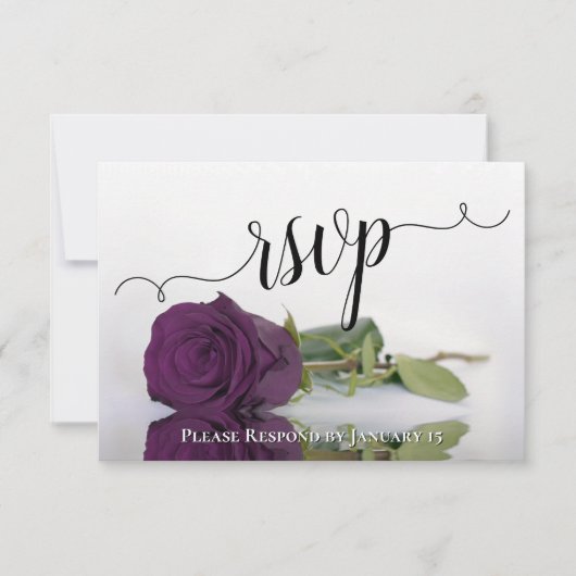 Elegant Plum Paars reflecterend Roos Chic Wedding RSVP Kaartje (Voorkant)