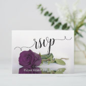 Elegant Plum Paars reflecterend Roos Chic Wedding RSVP Kaartje (Staand voorkant)