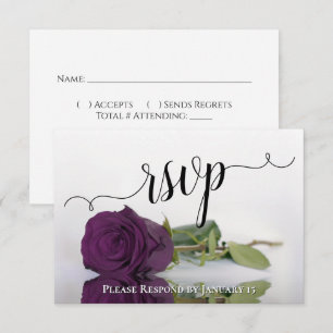 Elegant Plum Paars reflecterend Roos Chic Wedding RSVP Kaartje